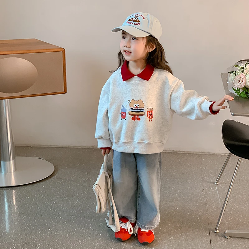 女童秋装卫衣2025新款洋气宝宝秋季假两件上衣儿童春秋款套头衣服