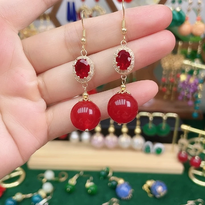 玛瑙/玉髓耳钉合金