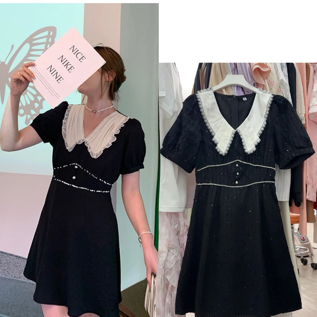 黑色白领连衣裙 061
