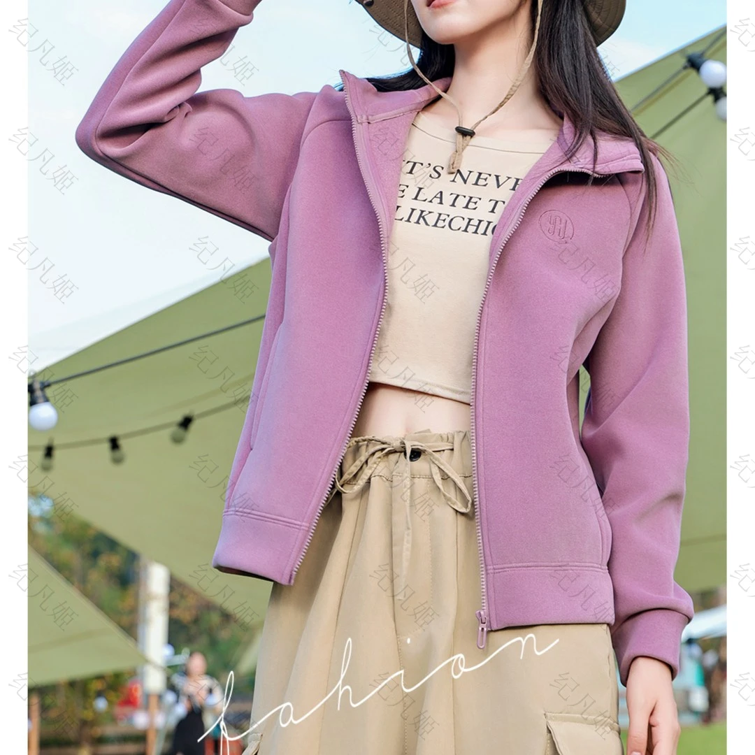 纪凡姬花花/8012-新款保暖防风黑科女士防风衣舒适运动外套