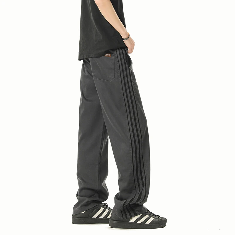 美式ins宽松直筒三条织带冰凉感休闲裤男夏季高街潮流百搭阔腿裤