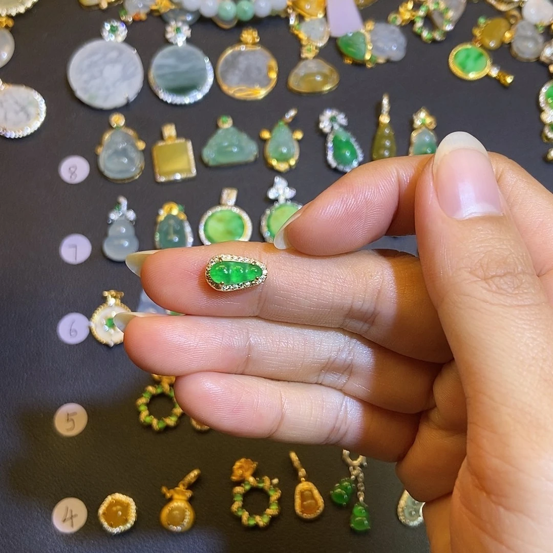 翡翠银S925镶嵌吊坠(不含链)