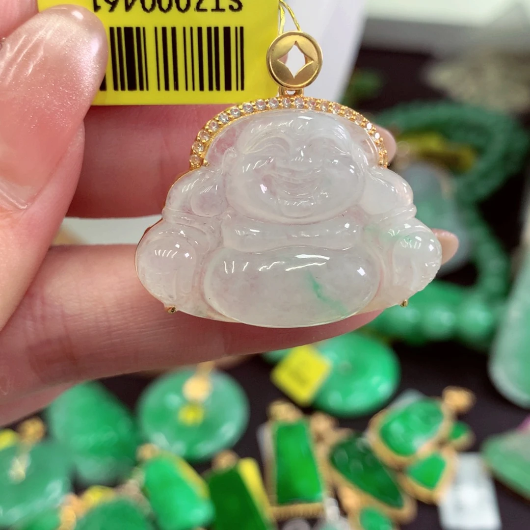 翡翠18K金镶嵌吊坠(不含链)