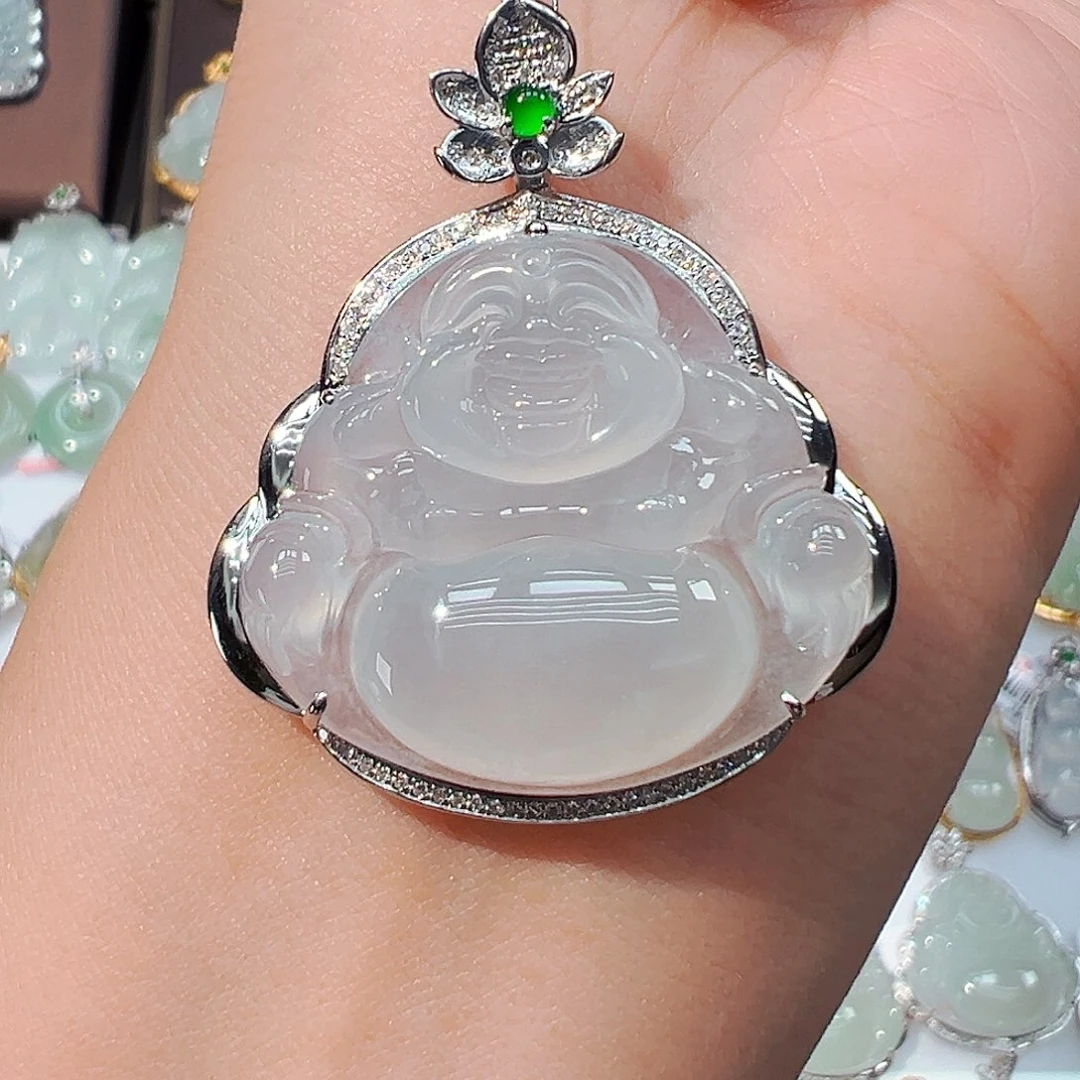 翡翠18K金镶嵌吊坠(不含链)佛公