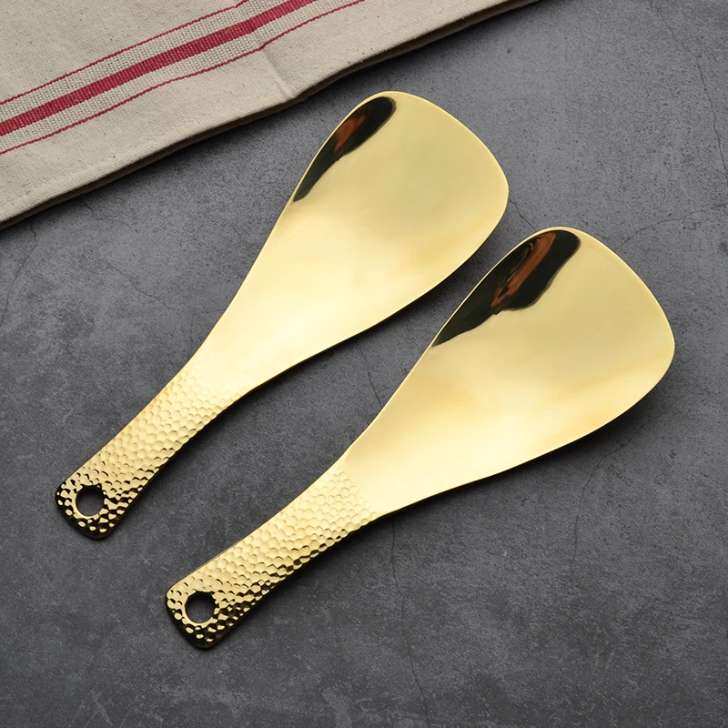 黄铜饭勺米饭铲家用纯铜锤纹精致加厚带孔电饭煲饭铲不粘盛饭勺子