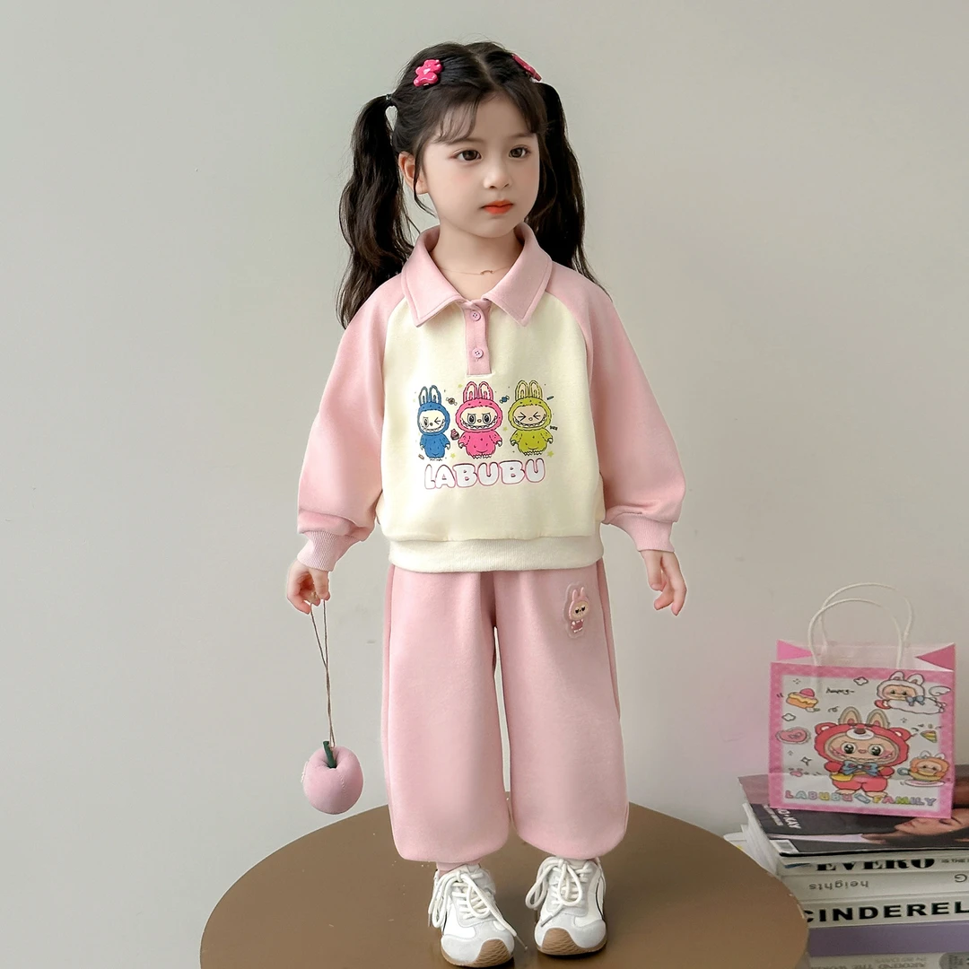 女童polo卫衣套装洋气儿童春秋季新款女宝宝休闲两件套小女孩时髦
