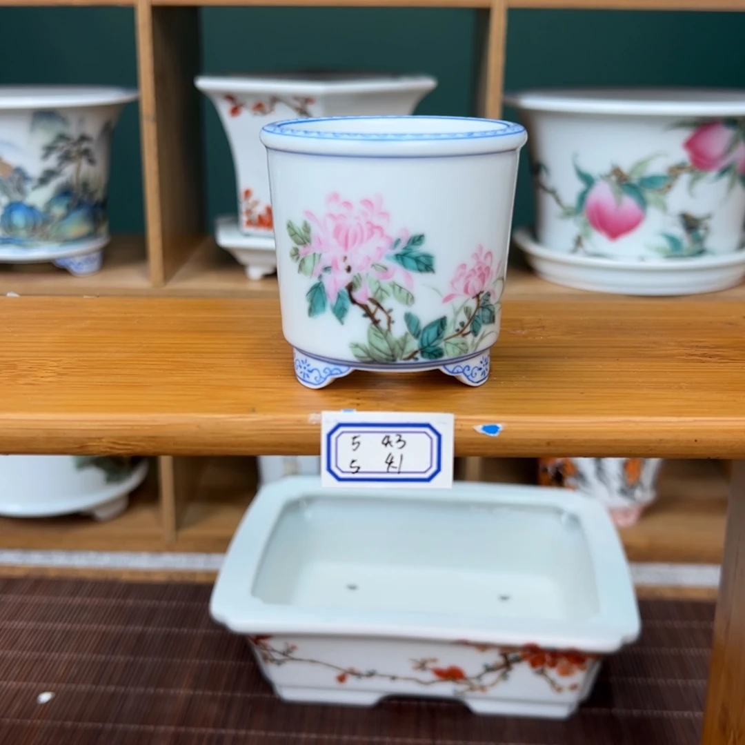 手工手绘四君子系列豆盆