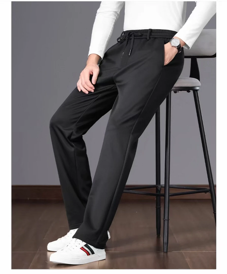 冰什么洁加绒加厚男士黑色保暖裤