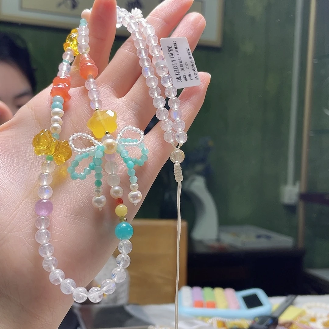 蜜蜡未镶嵌裸石项链