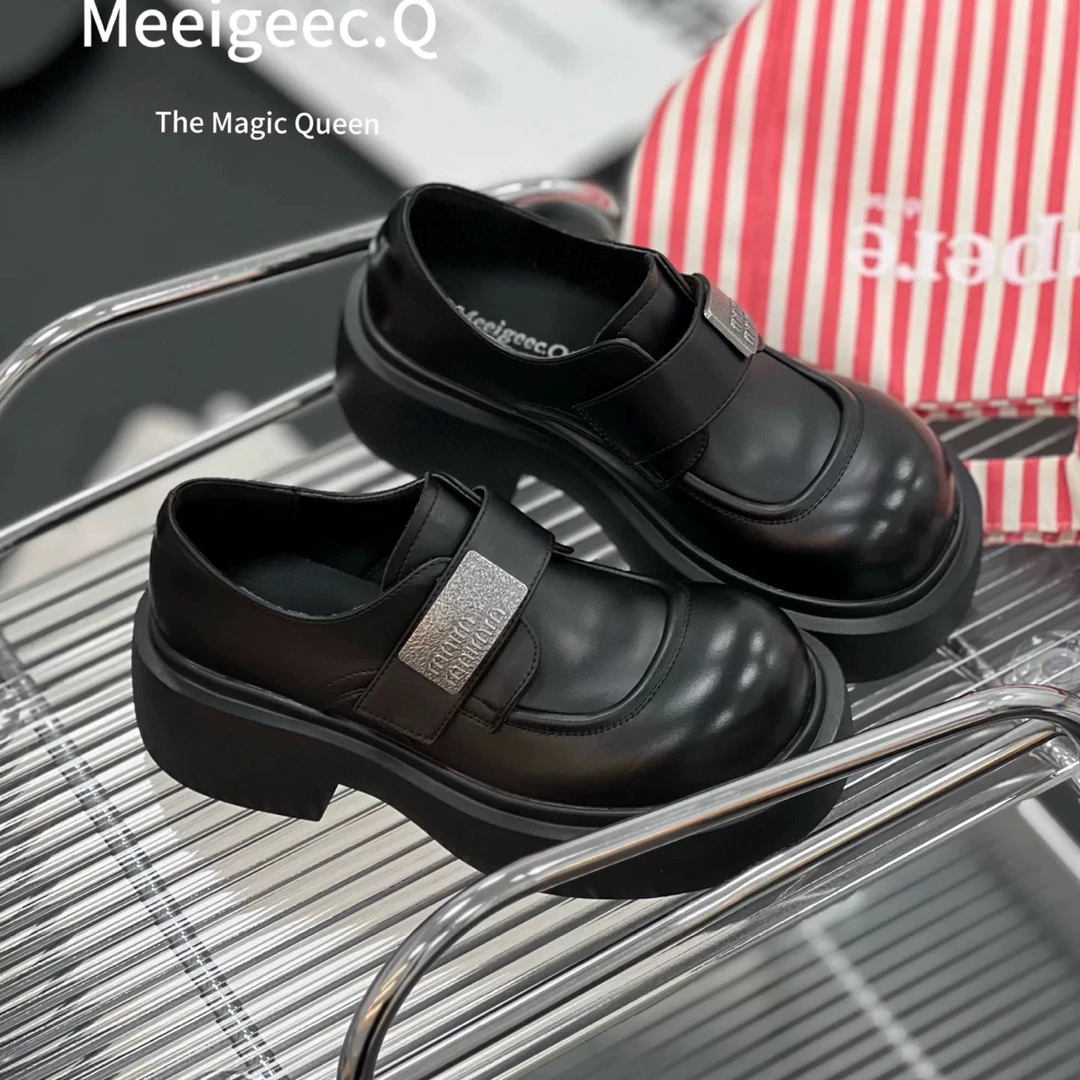 SUSU 大头乐福鞋新款圆头单鞋增高显瘦小皮鞋62-35 前中1