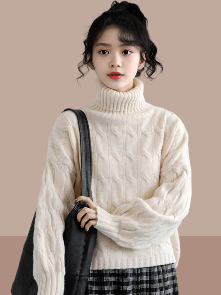 慵懒风高领内搭打底毛衣女秋冬季2025新款爆款加厚小个子短款上衣