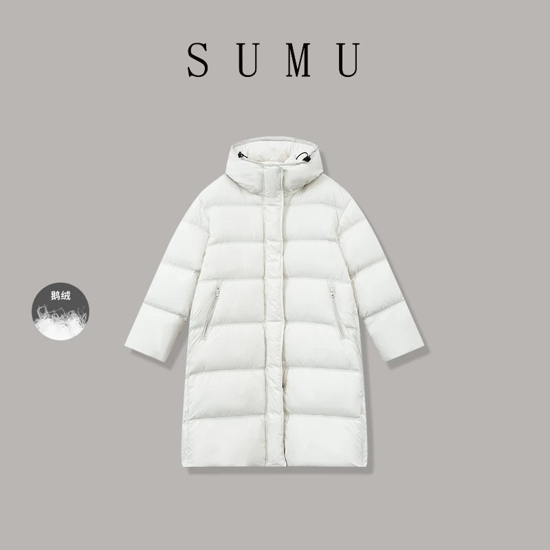 宿慕SUMU女款百搭长款鹅绒服12-14冬款2024新款时尚鹅绒服A1608A