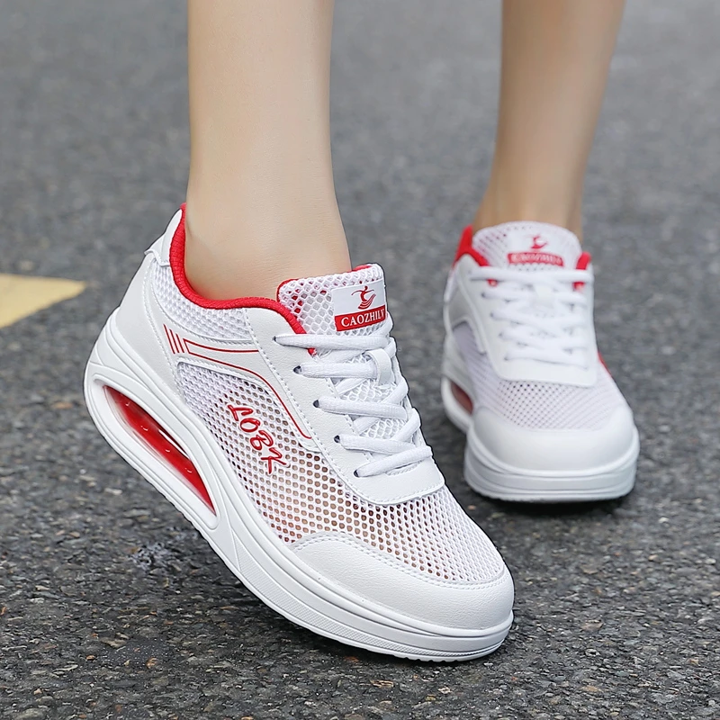 操之律夏季新款女摇摇鞋镂空大网牛筋底鞋广场跳舞健身操健步专用