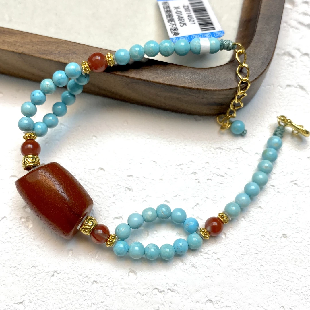 【七七八珠宝】绿松手链diy老蜡精工马蹄珠3-13mm+ZX014601