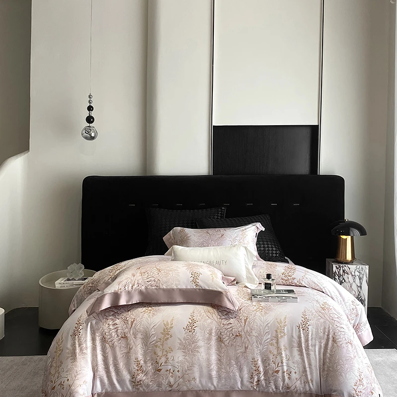 2025新款100S欧式轻奢天丝棉凉感宽边工艺数码印花丝滑四件套雅韵