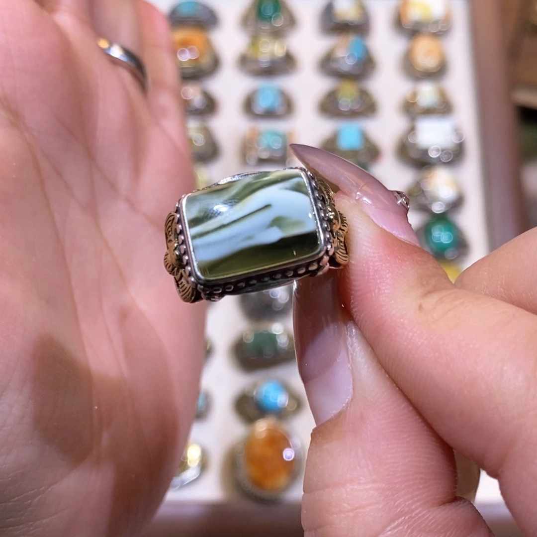 琥珀戒指银S925镶嵌丽*戒指