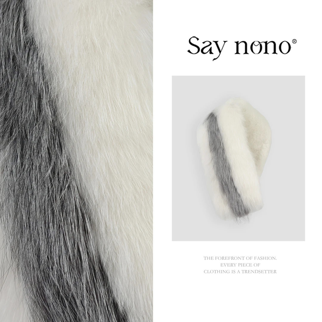 懒猫nono│Saynono 2时尚百搭兔毛搭配狐狸毛围巾 H56122X