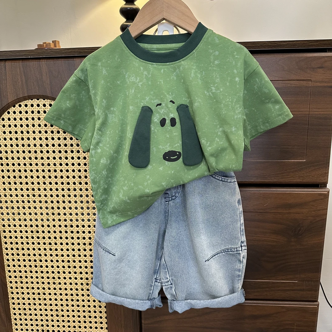 男童短袖套装2025新款夏季七分裤两件套儿童宽松阔腿裤ML-159tao