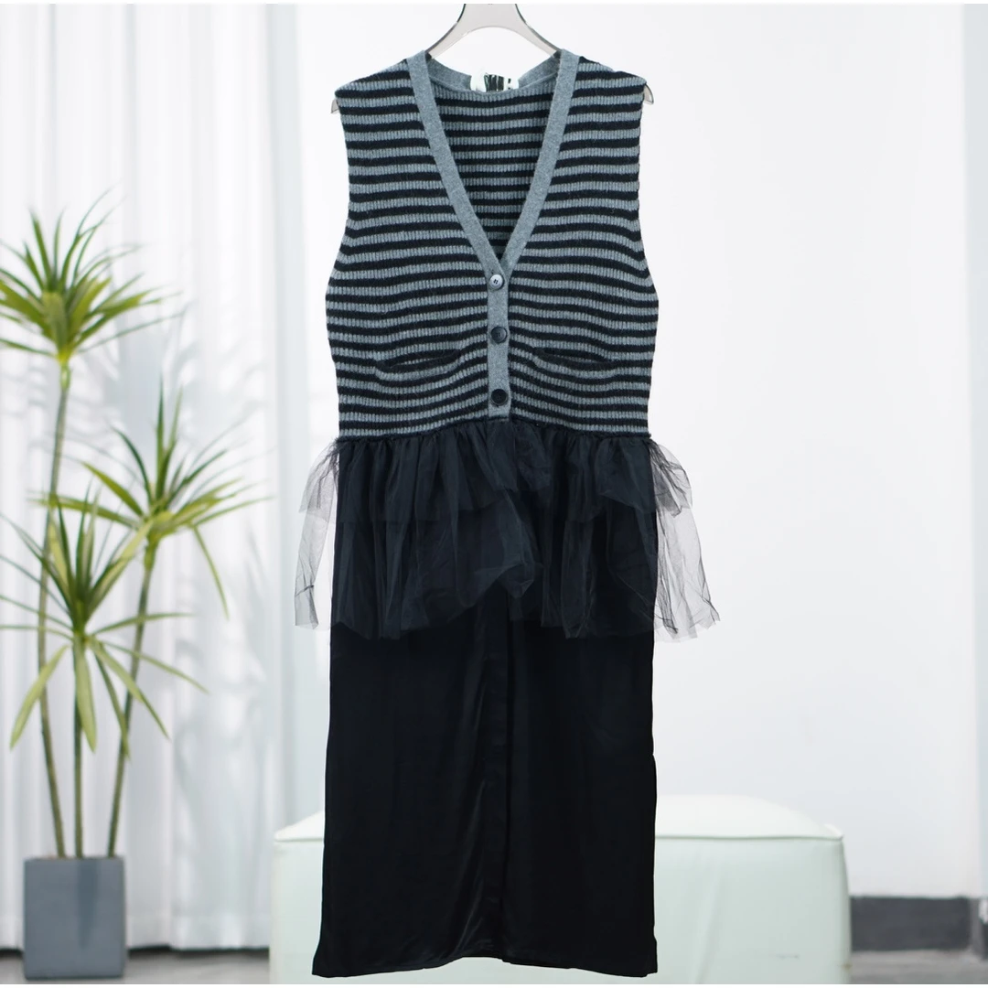 尚系列   Y076 女装秋冬设计拼接无袖连衣裙灰色FW15R76