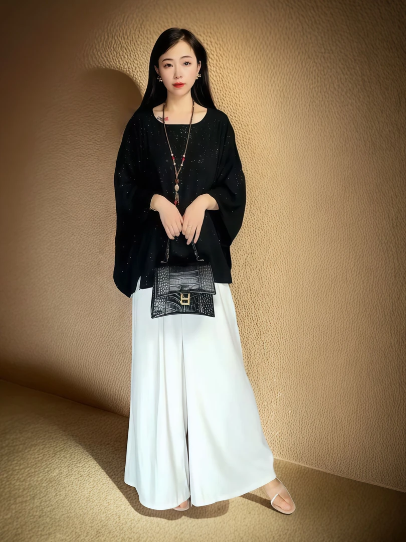 时尚宽松设计师百搭休闲气质设计师轻奢优雅上衣5010（黑色）