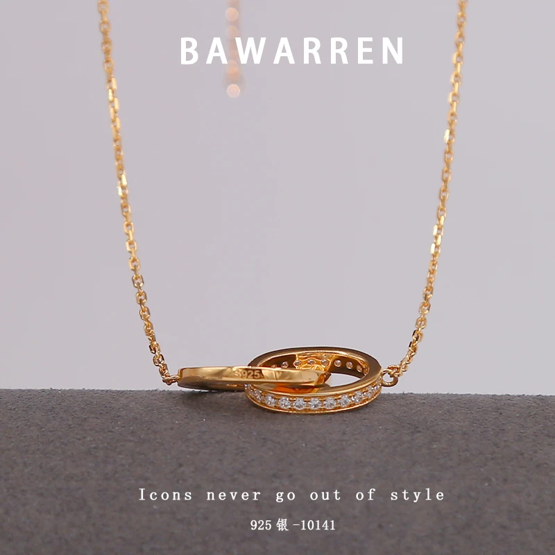 Bawarren 坠链均925银 10141-大饼精致项链小众欧美优雅