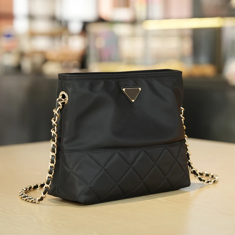 GELANDAI2025新款复古链条韩版方形斜挎包黑色单肩格纹菱格1929