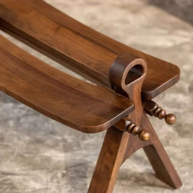 北美黑胡桃木马鞍凳沙发凳脚踏家用玄关换鞋凳梳妆凳躺椅换鞋凳