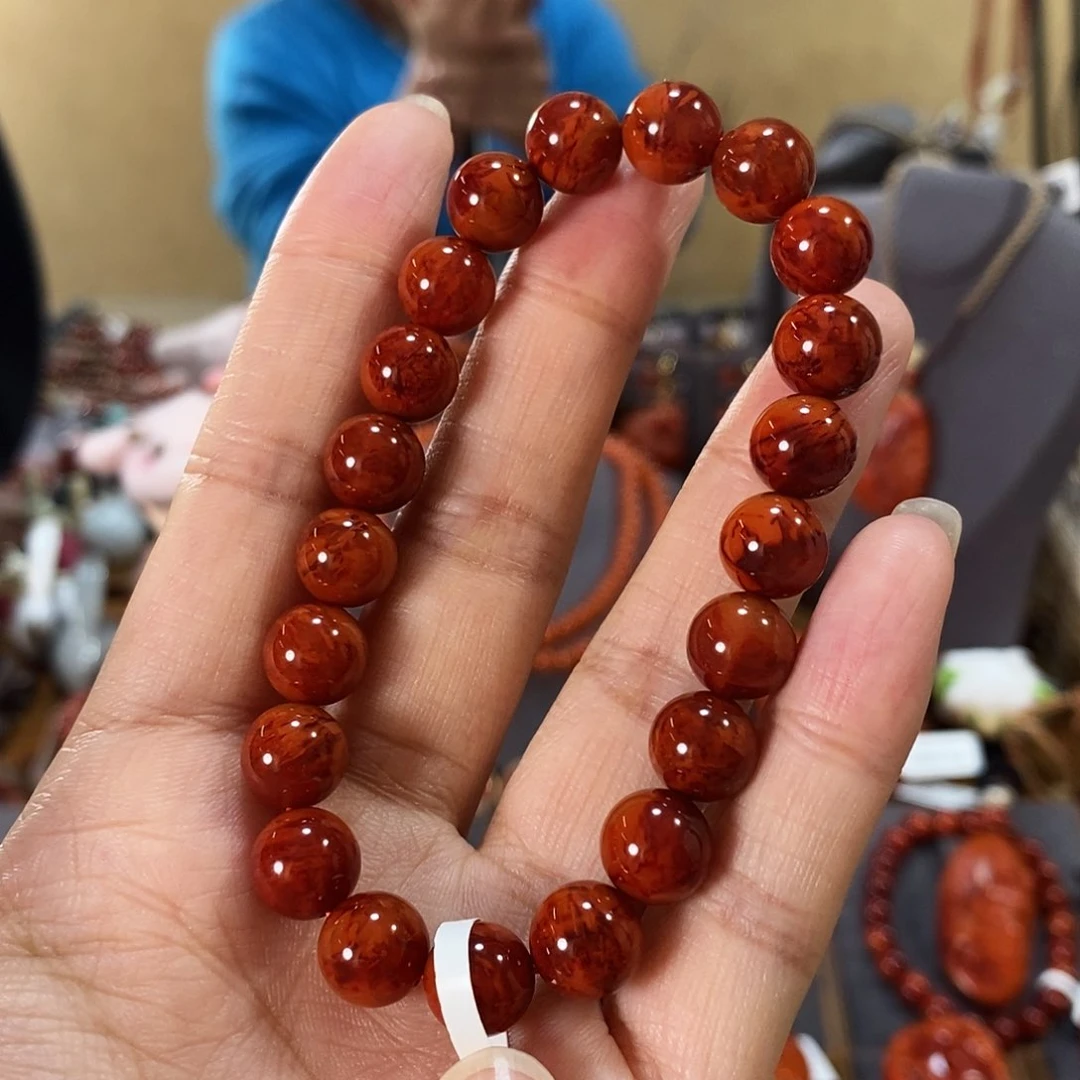 未镶嵌单圈9.5mm原矿南红玛瑙