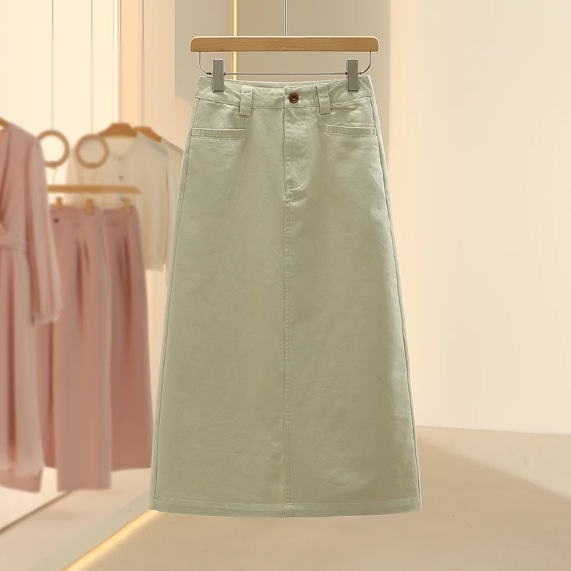 【芙】纯棉开叉牛仔百搭显瘦半身裙2025春季新款设计师品牌女装