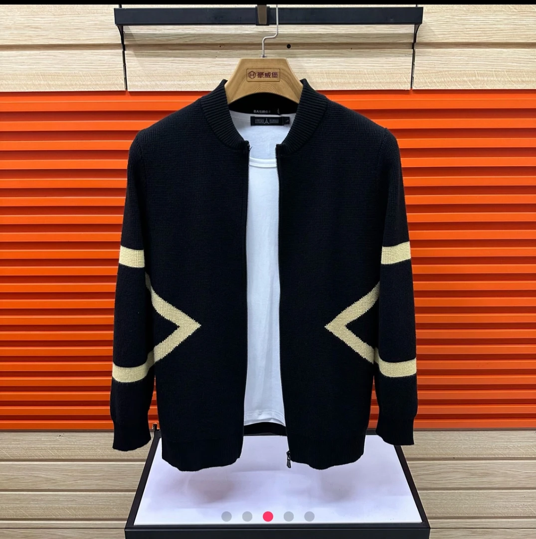 102 男士针织衫立领开衫商务休闲长袖修身毛衣外套春秋季