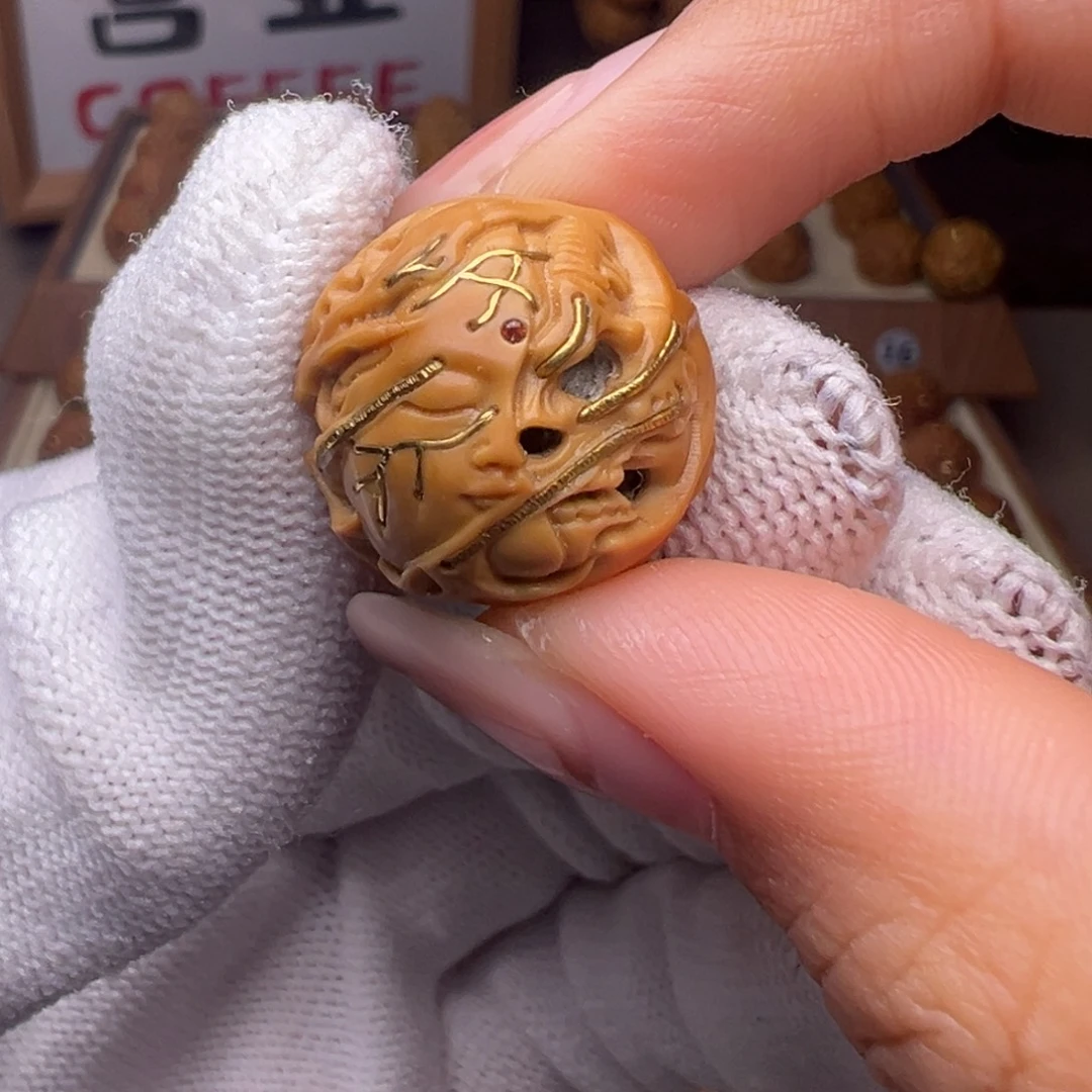 把件猴头核桃镶嵌款多面恶僧全品有正常封口线