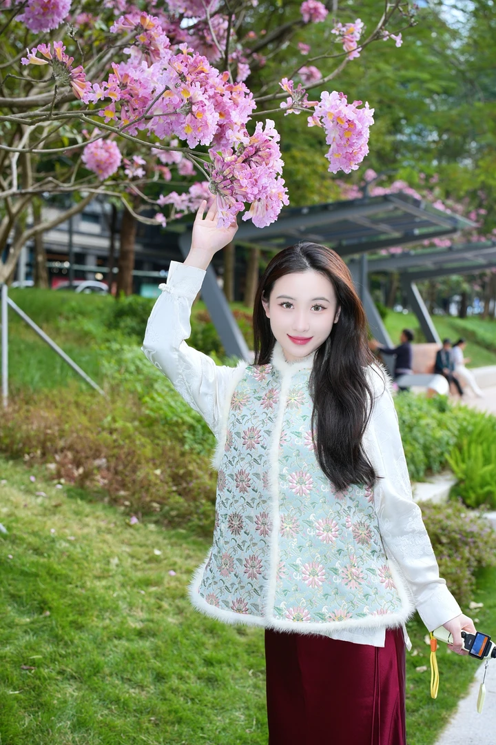 蓝大【颜鸢】桑蚕丝加棉马甲7368