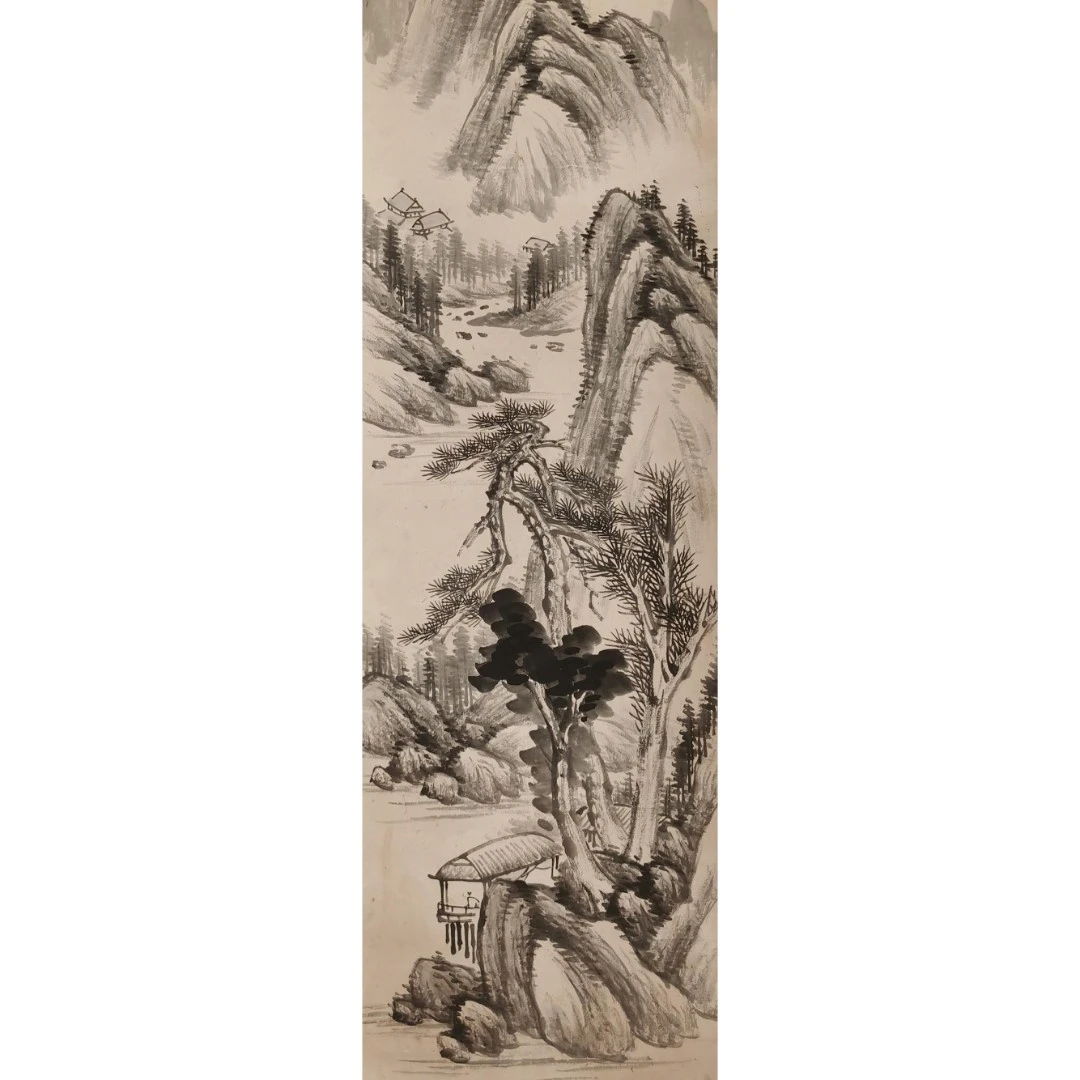 【辽拍】V250211-1-69《山水》（3.3平尺)  纸本镜片 DD10