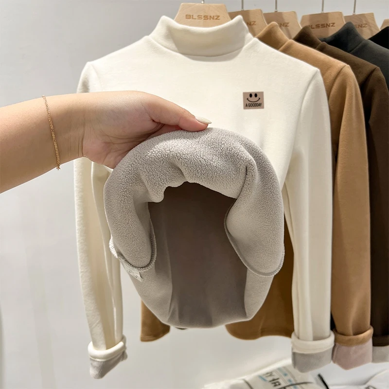 【校服神器】一件过冬秋冬加绒加厚一体绒半高领打底衫洋气百搭上衣