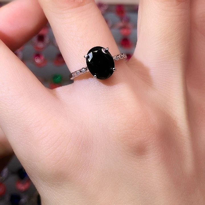 蓝宝石戒指银S925镶嵌