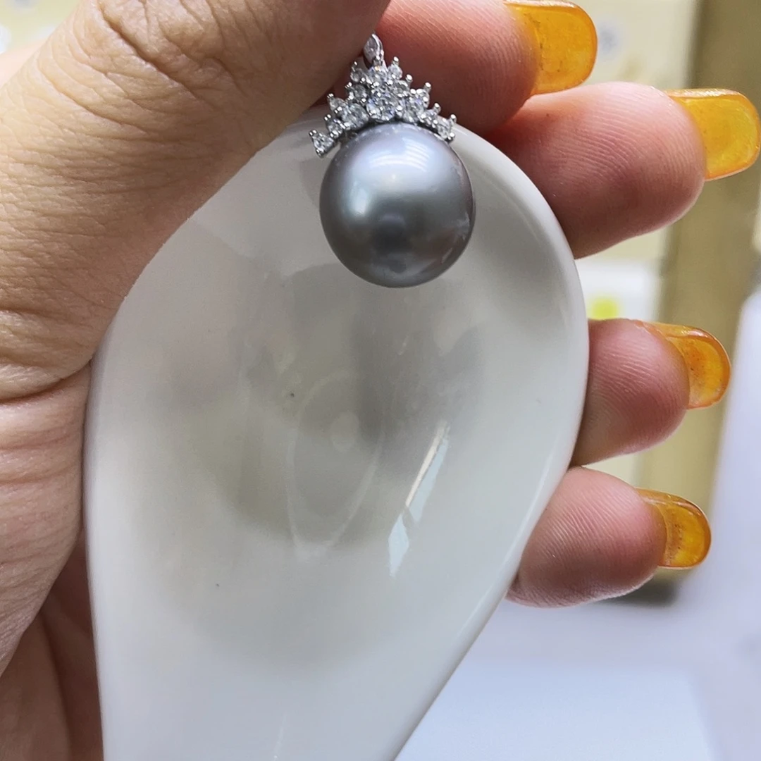 海水珍珠耳饰银S925镶嵌