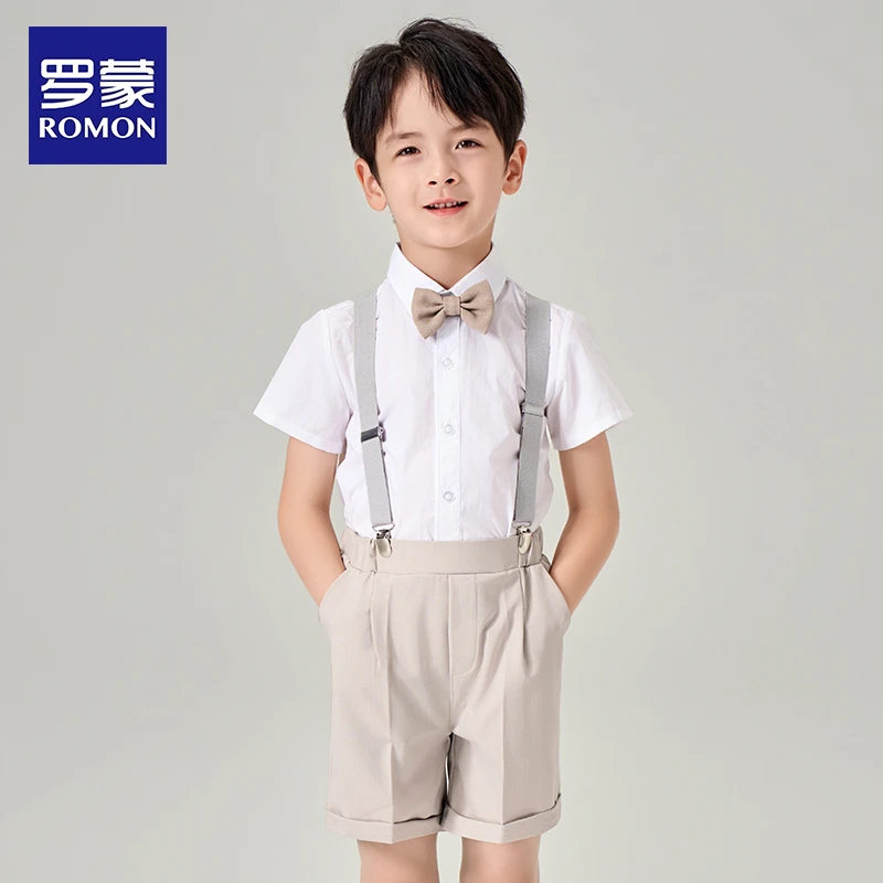 罗蒙儿童礼服男童西装套装英伦风主持人走秀毕业演出服装花童礼服