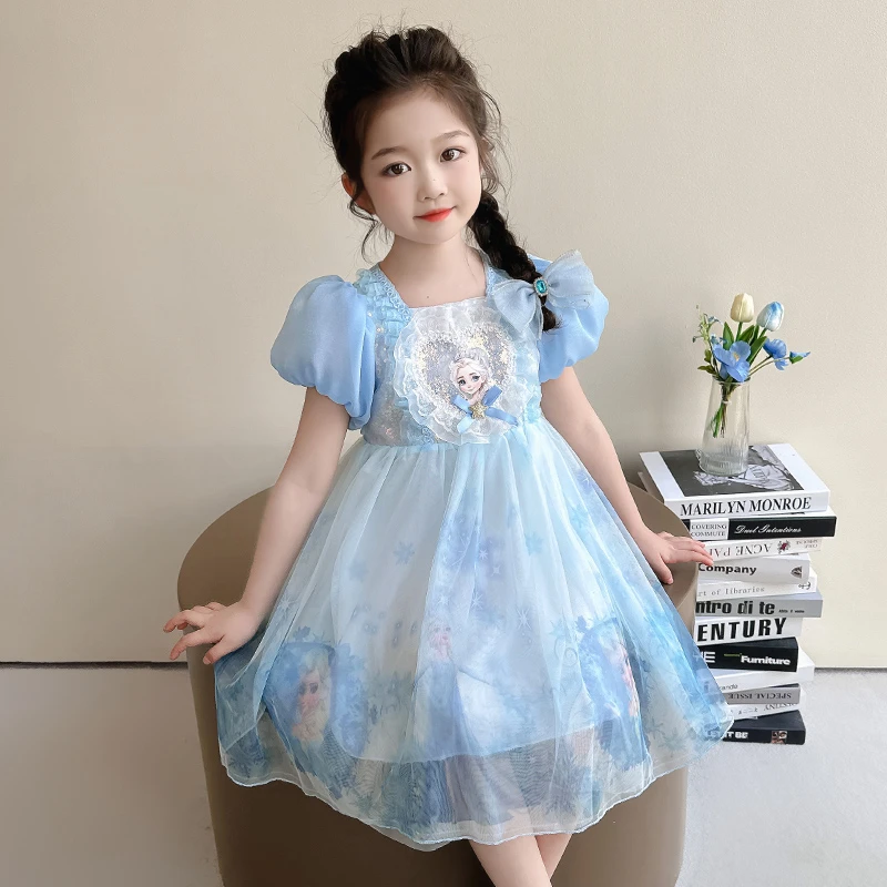 女童爱莎连衣裙2025新款儿童夏季洋气艾莎裙子女宝宝夏款公主纱裙