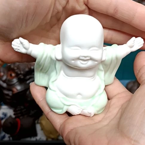 茶宠白瓷和尚茶宠摆件