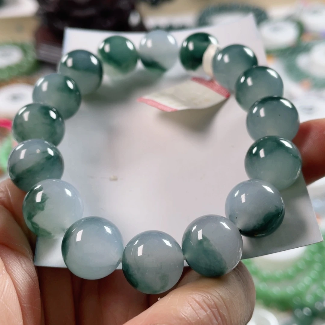 翡翠手链未镶嵌天然翡翠手串12.8mm
