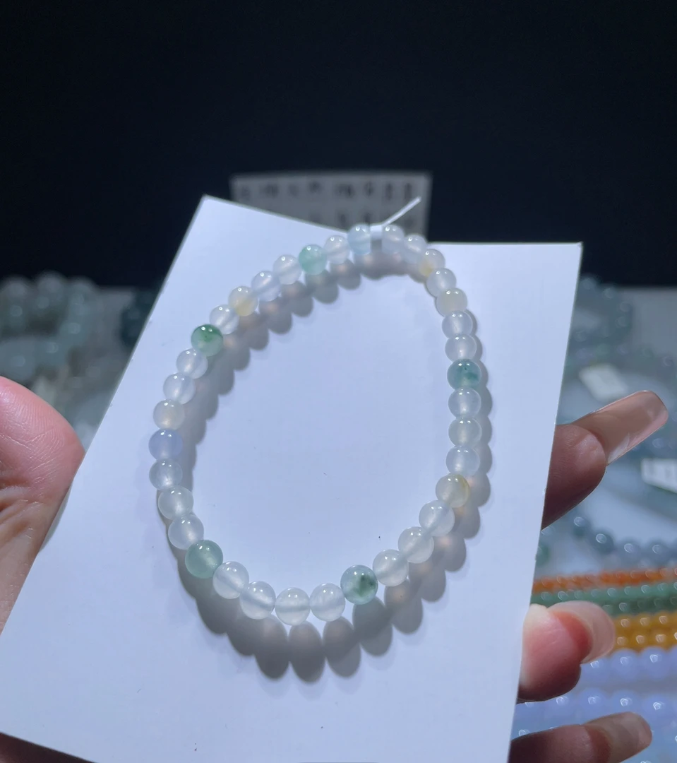 天然翡翠a货卡5+冰马卡龙手串