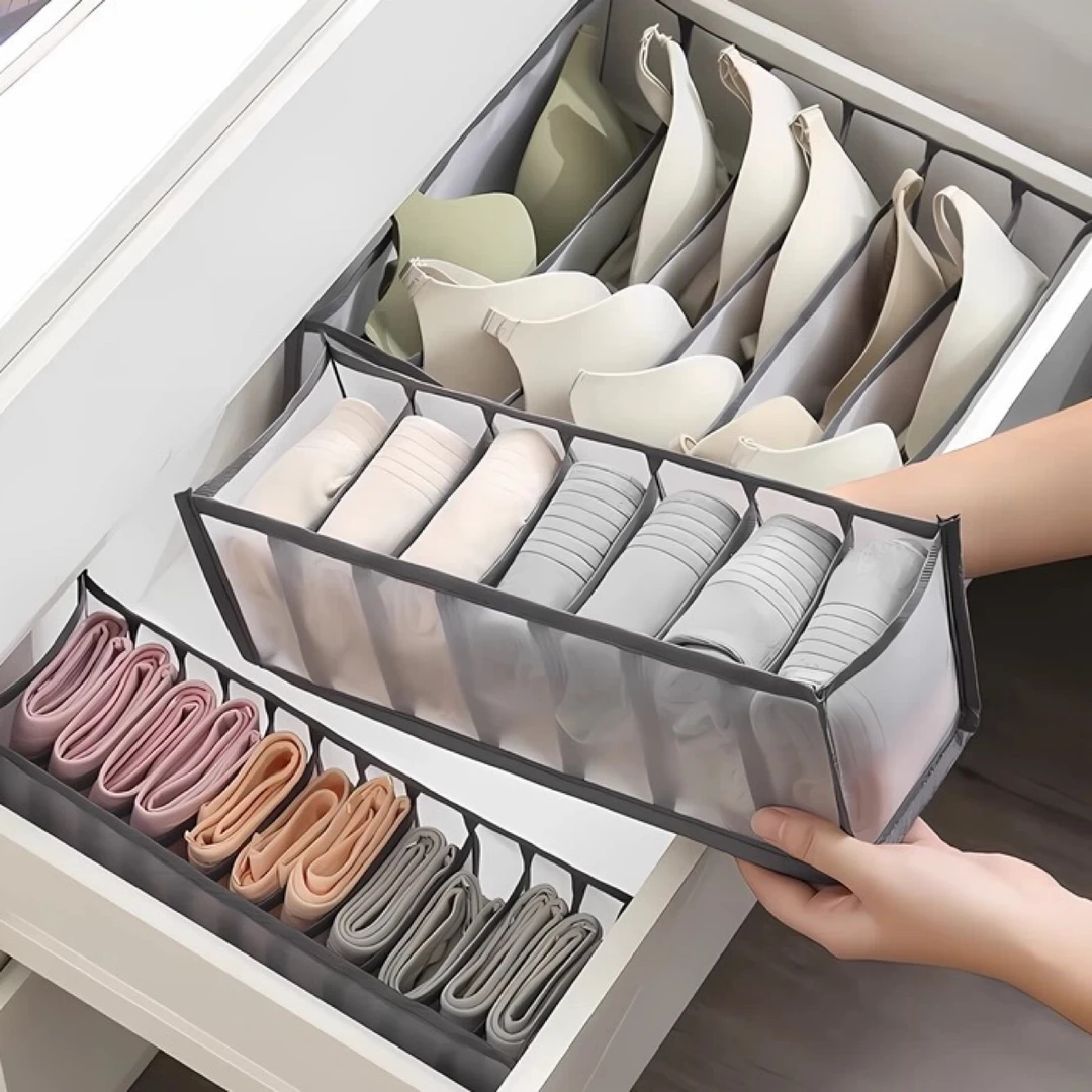 甜茹蜜简约内衣内裤文胸收纳盒内衣裤透明裤袜格子