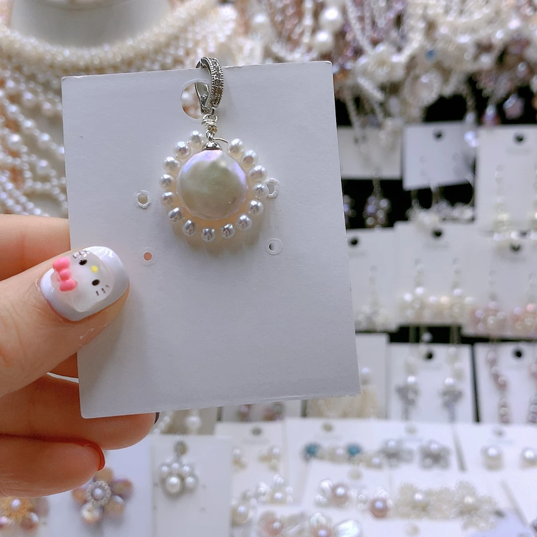 银S925镶嵌耳饰淡水珍珠