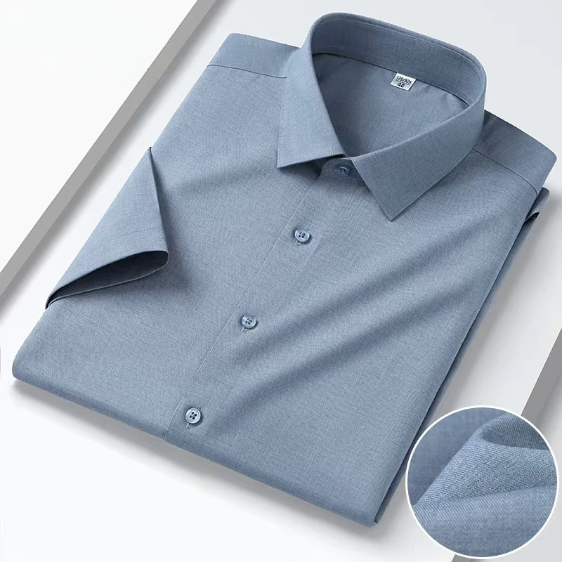 美尔森夏季商务休闲男士清爽亚麻短袖衬衫 J0025