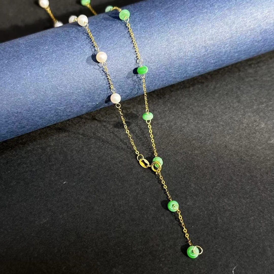 玥集珠宝 18K金 翡翠满天星绿水清黛 多样性发货一件 HC