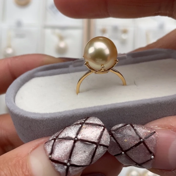 海水珍珠戒圈18K金镶嵌