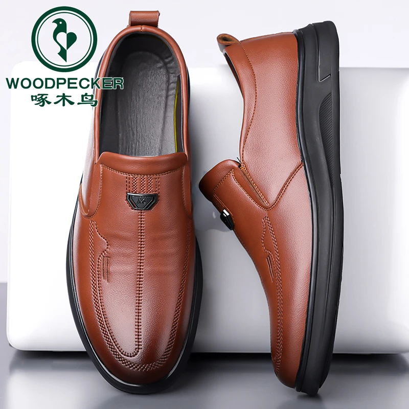 啄木鸟四季男鞋套脚透气休闲四季爸爸皮鞋潮流休闲鞋休闲皮鞋