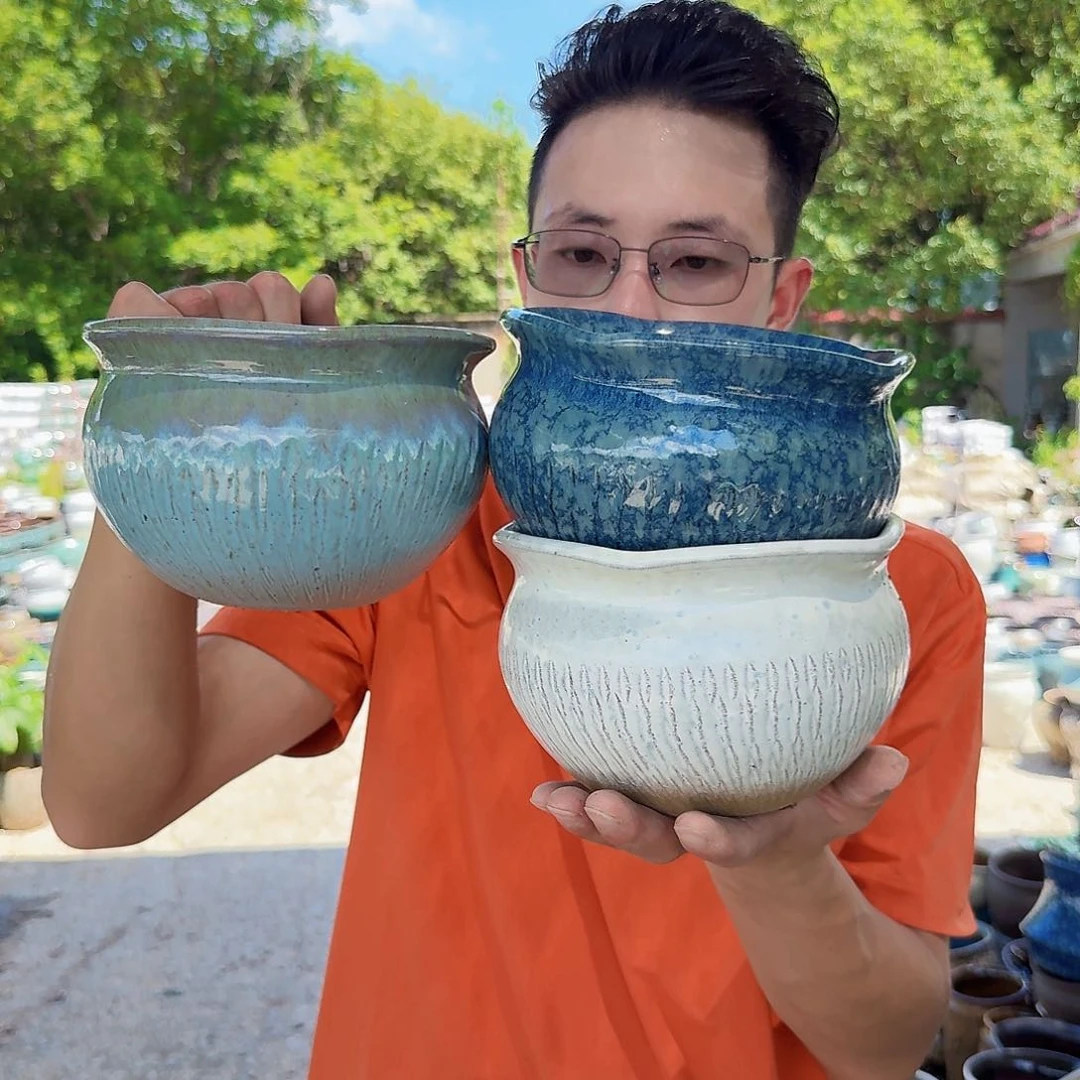 紫砂花盆口16高11（三个拼沈