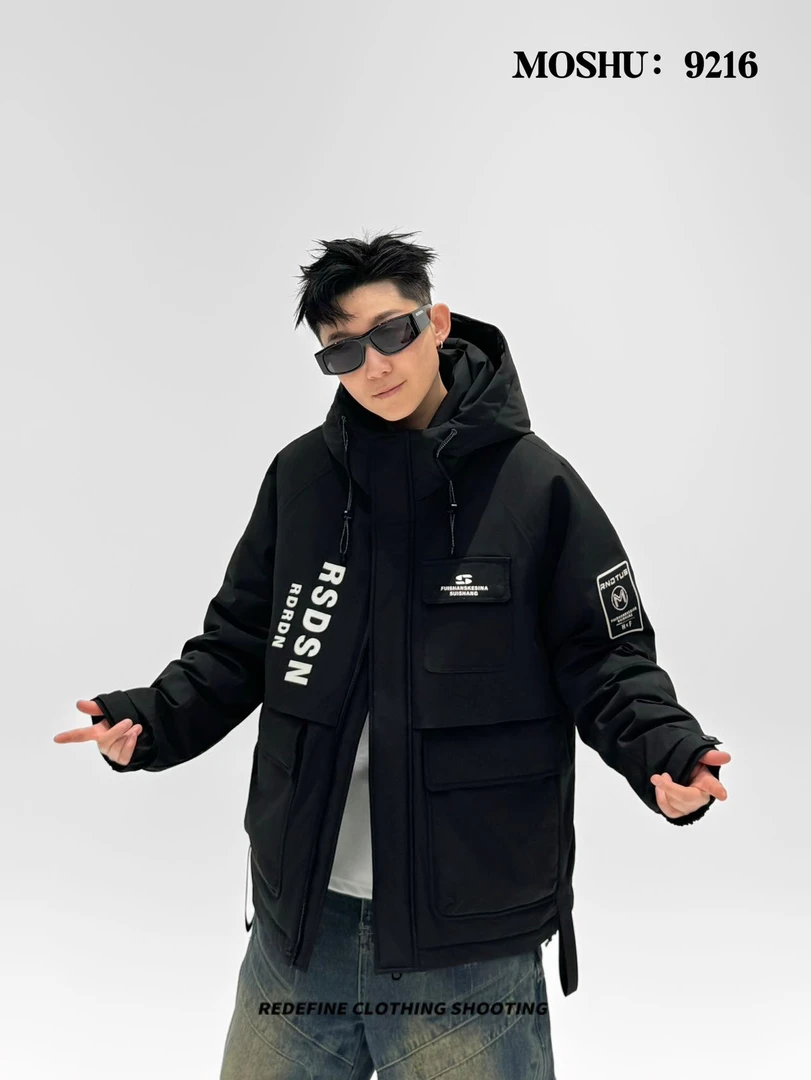 【辉哥】9216-工装连帽男士加厚保暖防风百搭休闲宽松外套非标-G