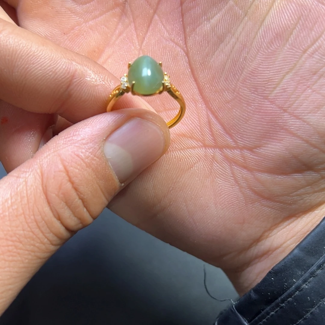 和田玉戒指银S925镶嵌多样性拍一发一猫眼戒指